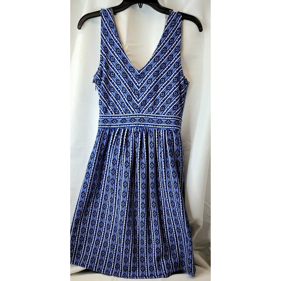 Anthropologie MAEVE Sleeveless Knit Dress Lazuli Tribal Print V-Neck Pockets 8 - Picture 2 of 6